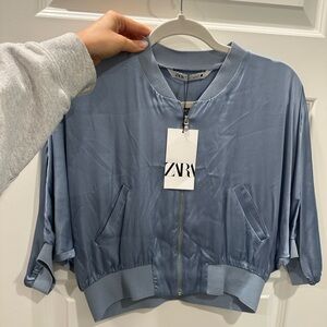 Zara Women's Blue Bomber Jacket